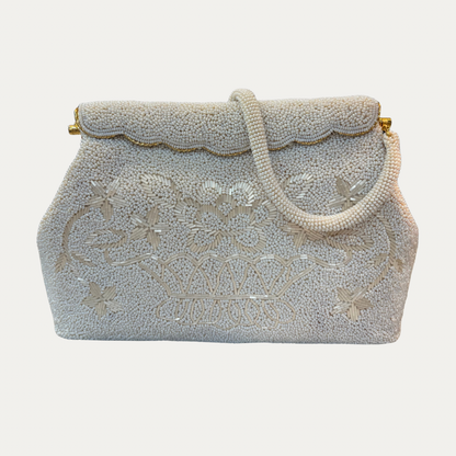 Vintage White Beaded Evening Bag