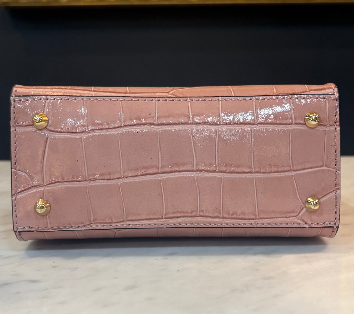 Italian Crocodile Embossed Leather Handbag