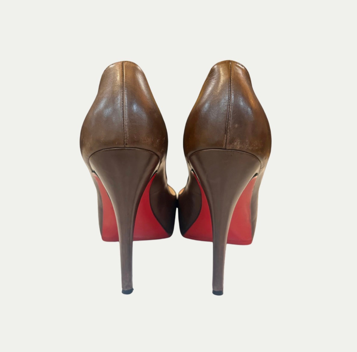 Christian Louboutin Very Prive Brown Leather Heels (Size 9)