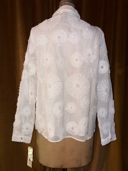 Nanette Lepore White Embroidered Cotton Blouse (Size S)