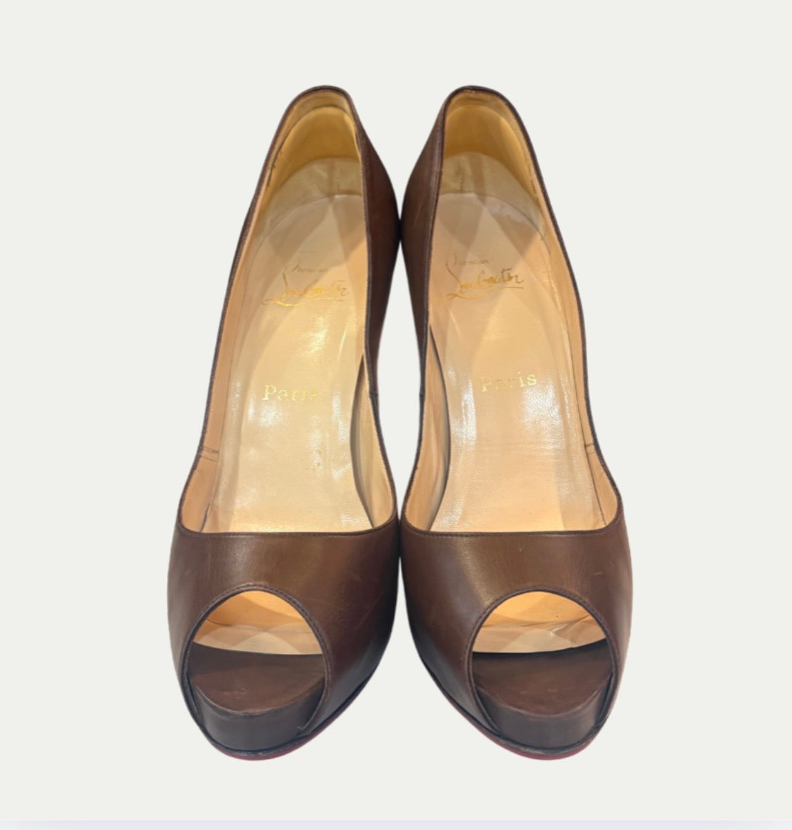 Christian Louboutin Very Prive Brown Leather Heels (Size 9)