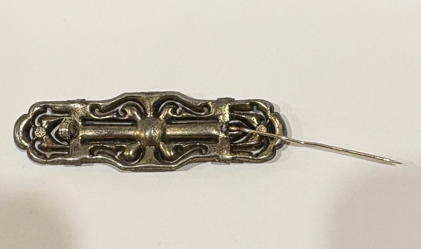 Antique 1920s Rainbow Glass Filigree Brooch