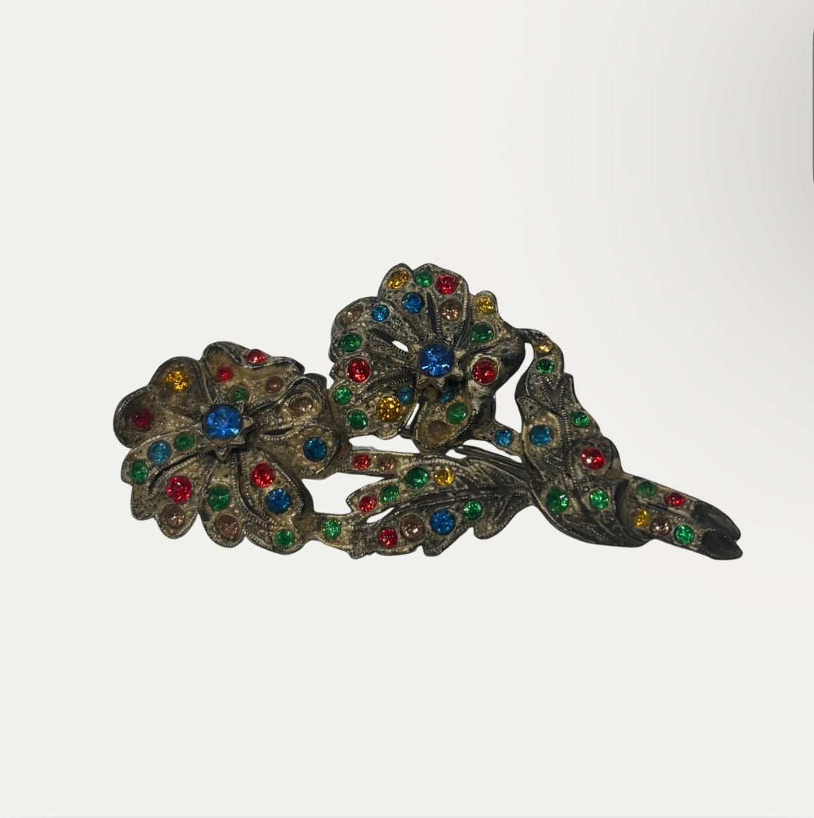 Antique 1920s Art Deco Rainbow Glass Large Daisy Brooch