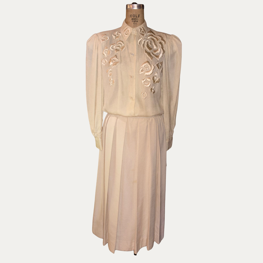 Vintage 1970s Galanos Silk Ensemble (Size XS)