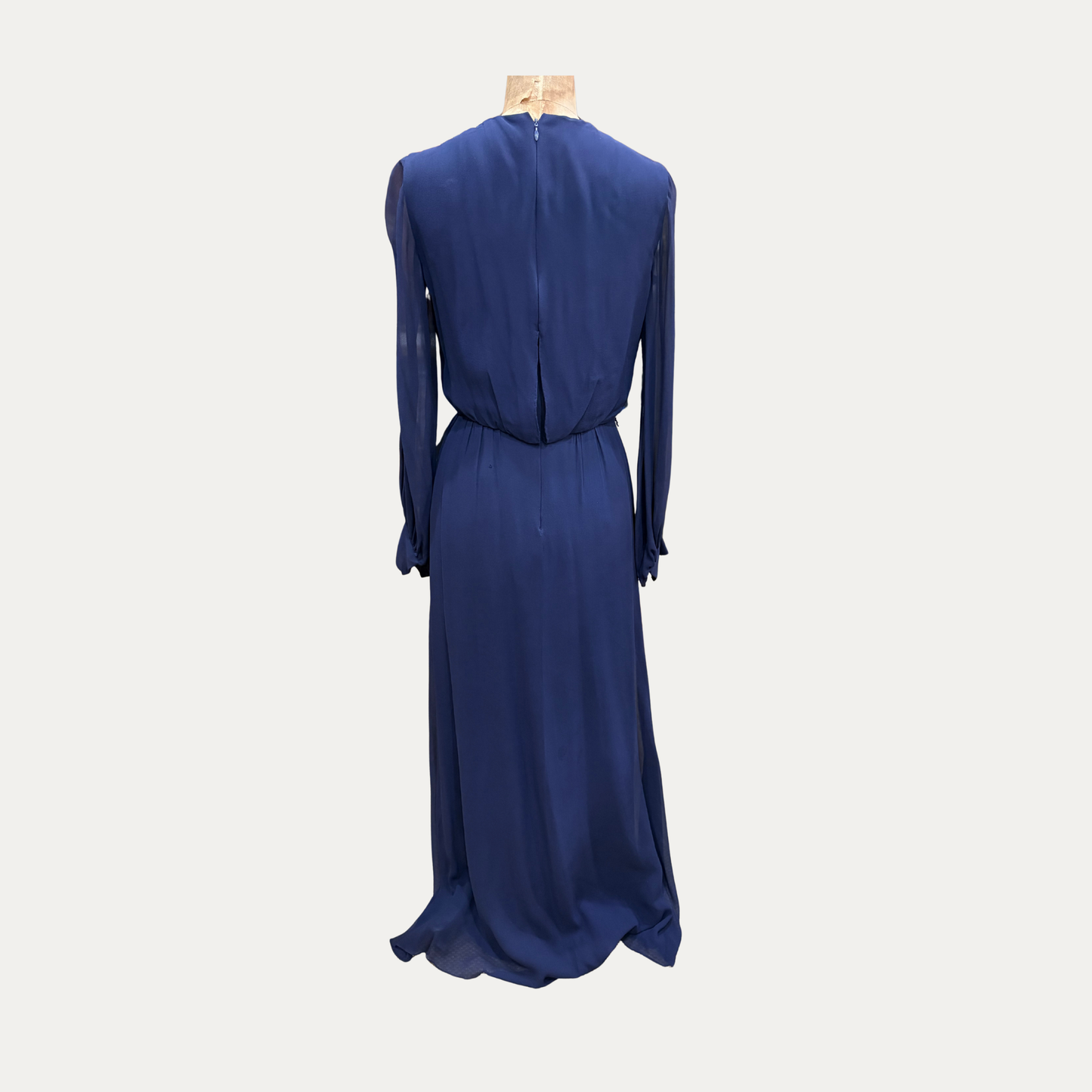 Vintage Blue Silk Chiffon Evening Dress (Size XXS)