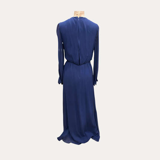 Vintage Blue Silk Chiffon Evening Dress (Size XXS)