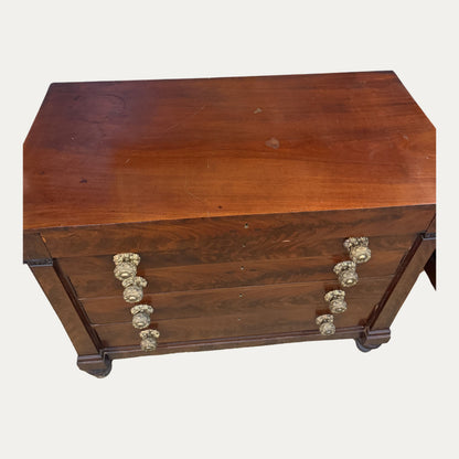 Early American Mahogany 19th Century Empire Chest with Very Ornate Decorative Knobs