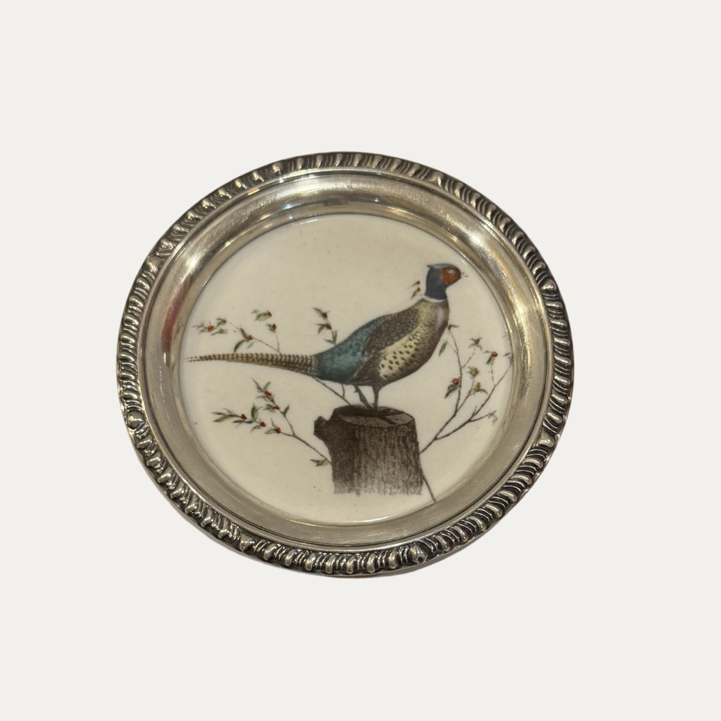 Antique Sterling Silver Frank M Whiting Wild Bird Coaster