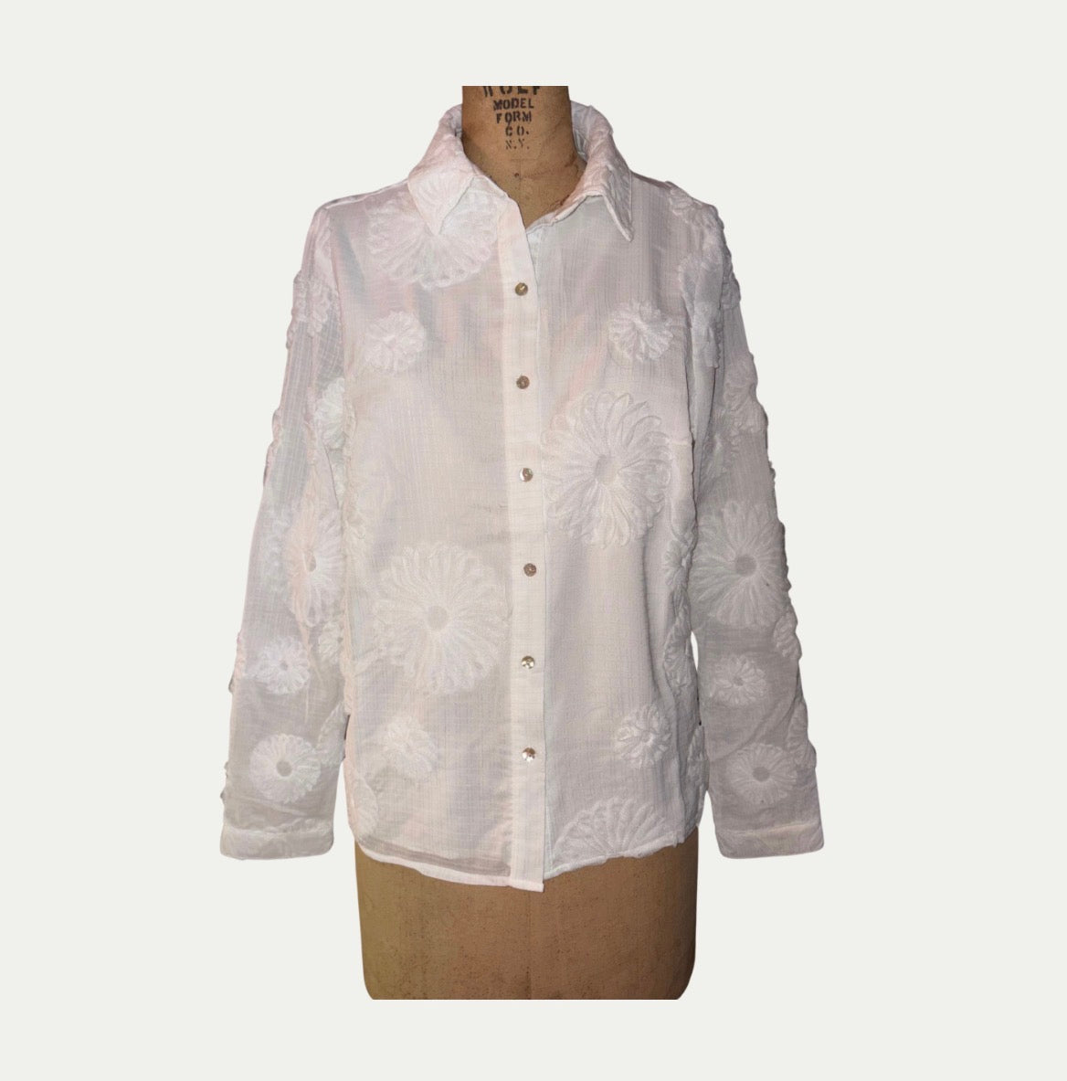 Nanette Lepore White Embroidered Cotton Blouse (Size S)