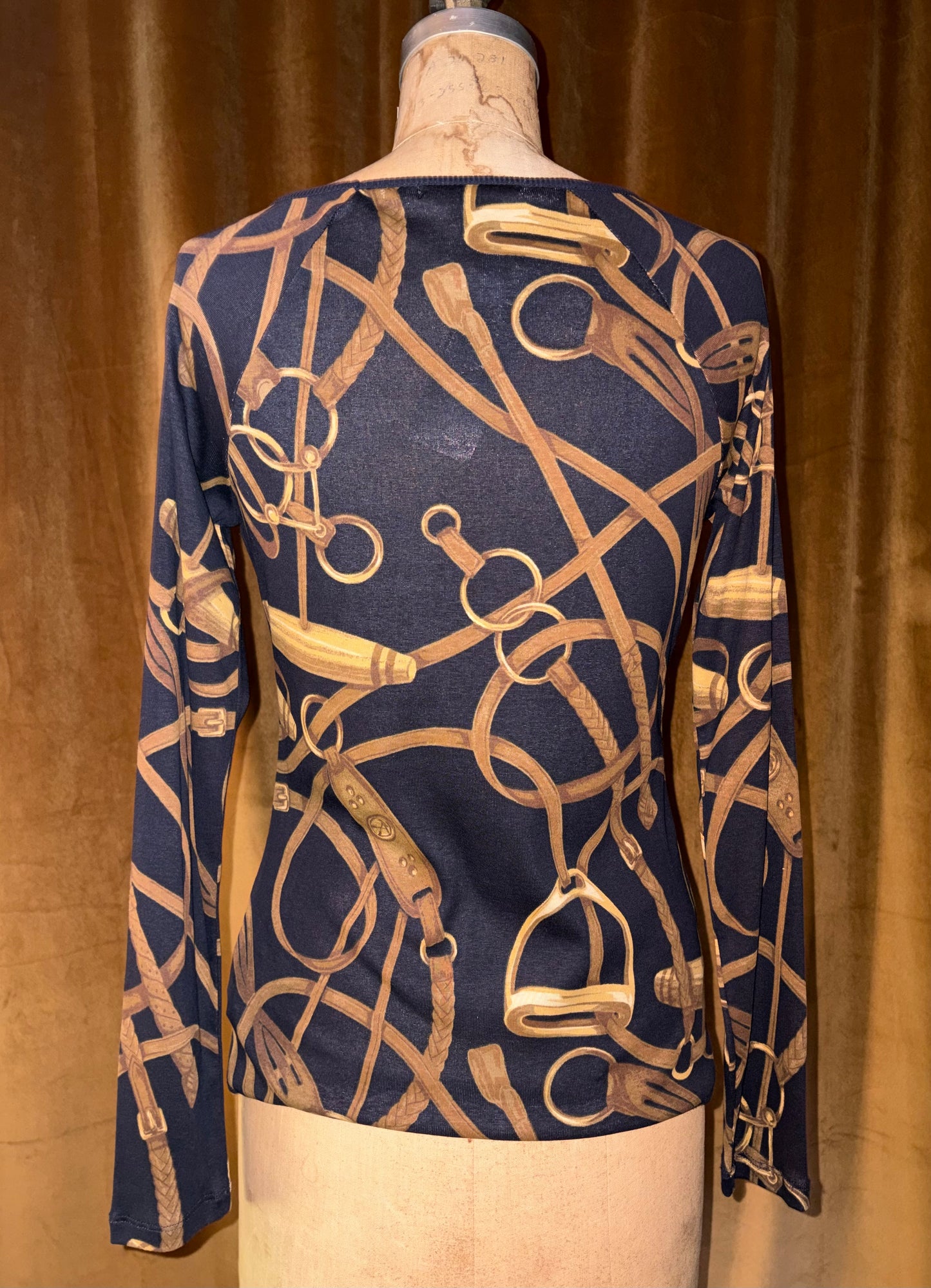 Ralph Lauren Bridle Print Long Sleeve Top (Size M)