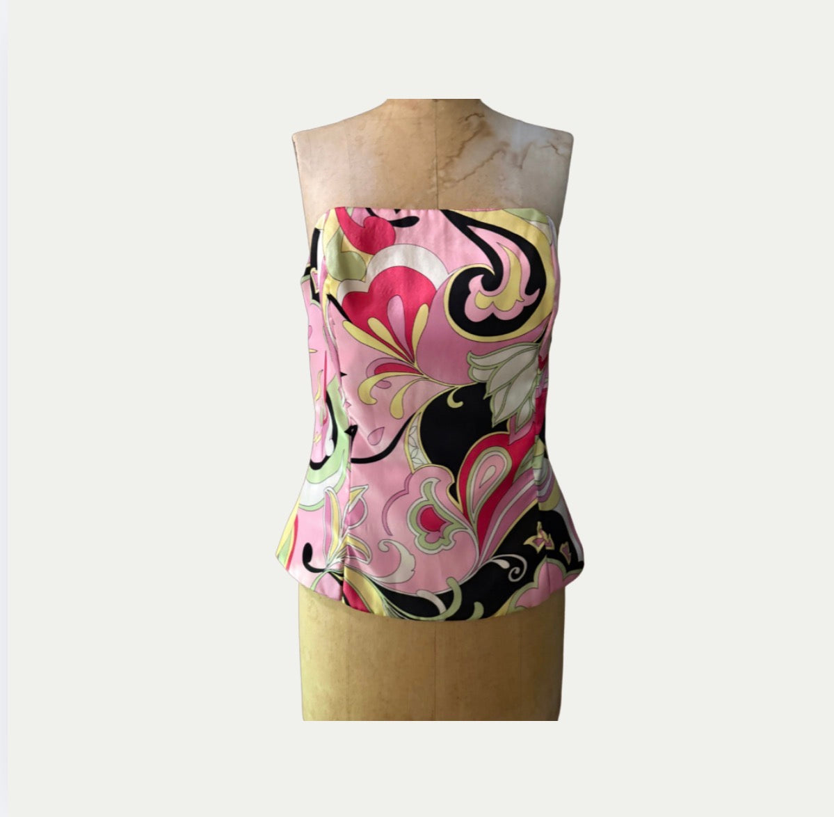 Vintage Pucci Style Silk Bustier Top (Size L)
