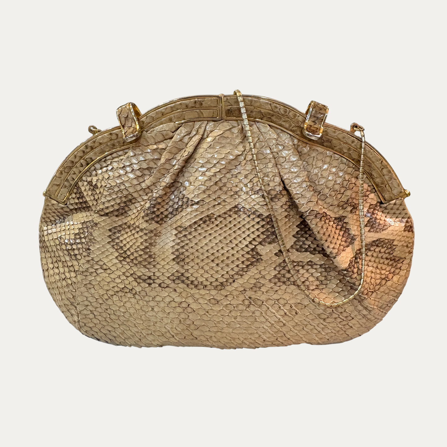 Vintage Judith Leiber Beige Snakeskin    Bag