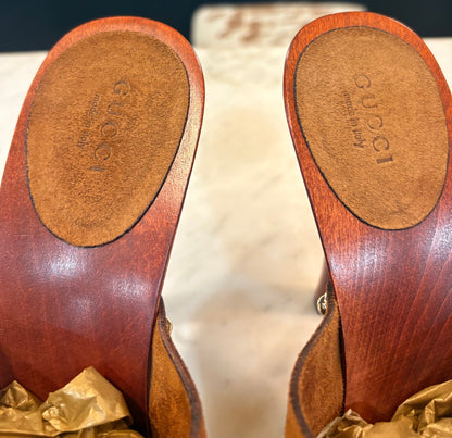 Brown Suede Gucci Bit Clogs (Size 9)