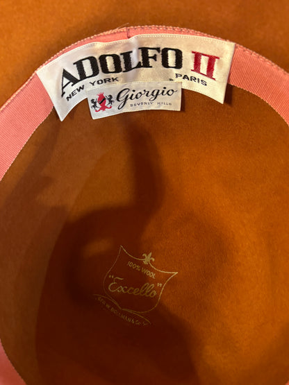 Vintage Adolfo Burnt Orange Felt Hat