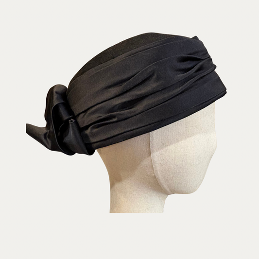 Vintage Frank Olive Pillbox Hat With Bow