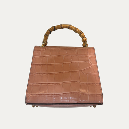 Italian Crocodile Embossed Leather Handbag