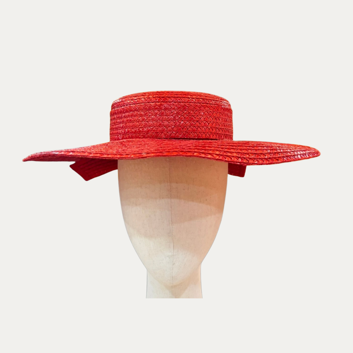 Vintage Fredrick Fox Red Straw Boater Hat