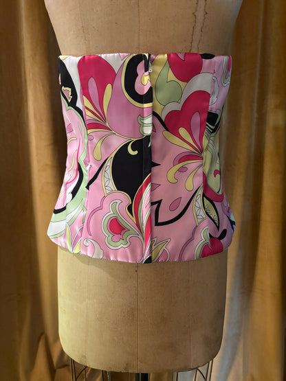 Vintage Pucci Style Silk Bustier Top (Size L)