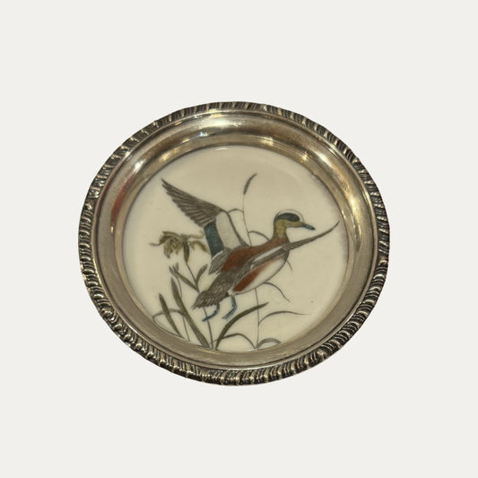 Antique Sterling Silver Frank M Whiting Wild Bird Coaster