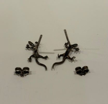 Vintage Sterling Silver Lizard Earrings