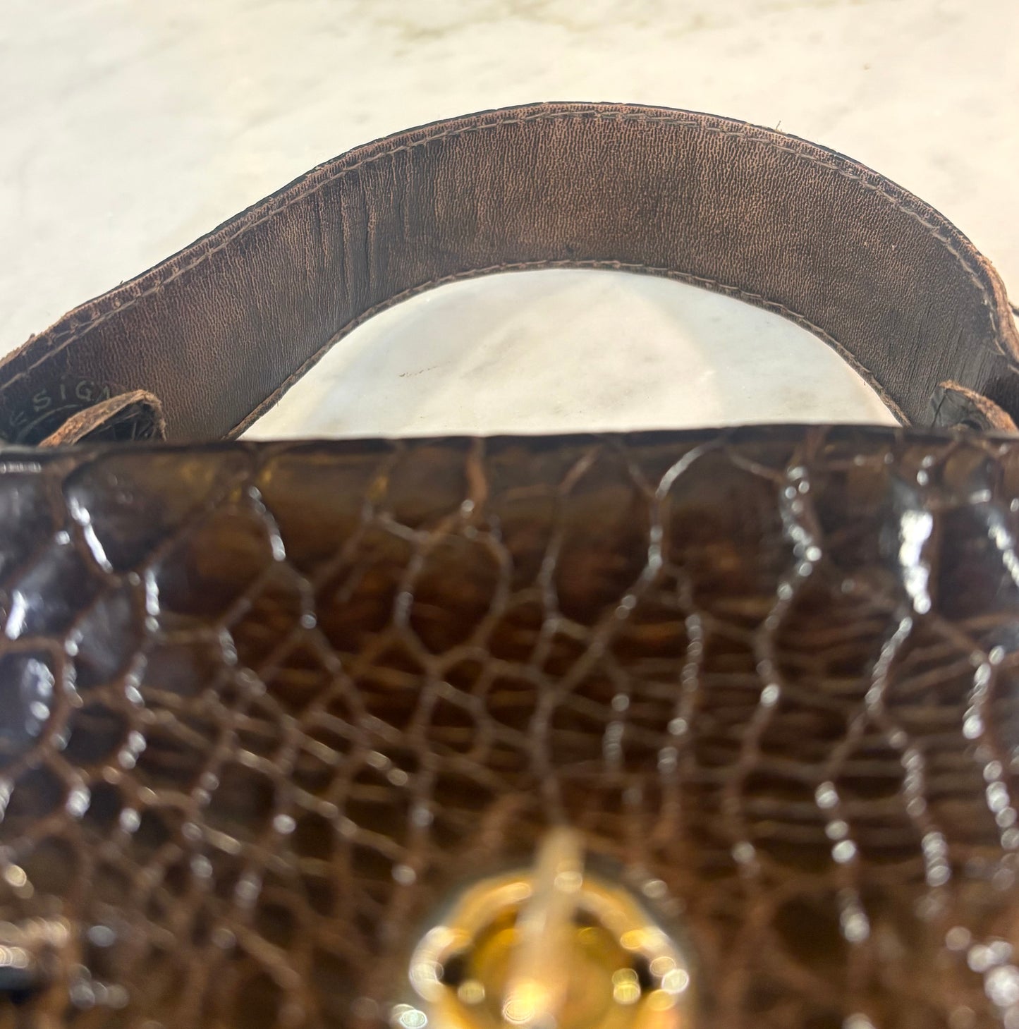 Vintage Brown Crocodile Handbag