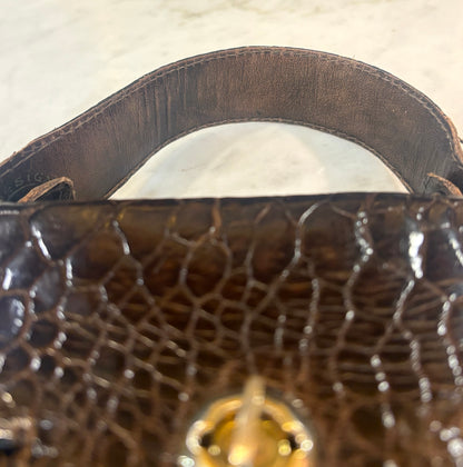Vintage Brown Crocodile Handbag