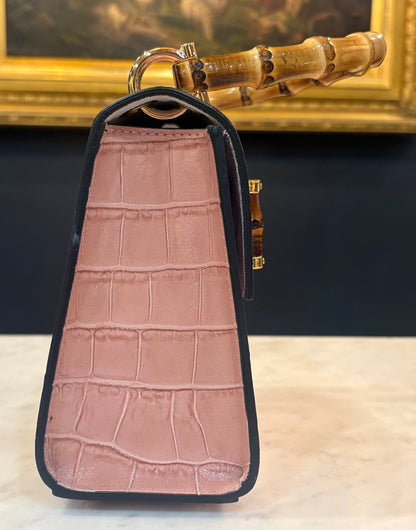Italian Crocodile Embossed Leather Handbag