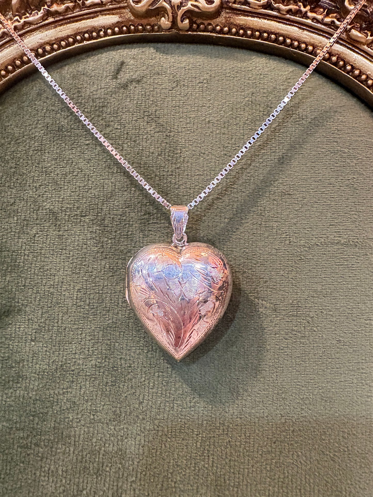 Vintage Etched Sterling Silver Locket