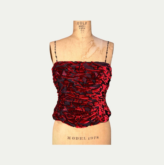 Vintage Kay Unger Beaded Strap Velvet Bustier Top (Size M)