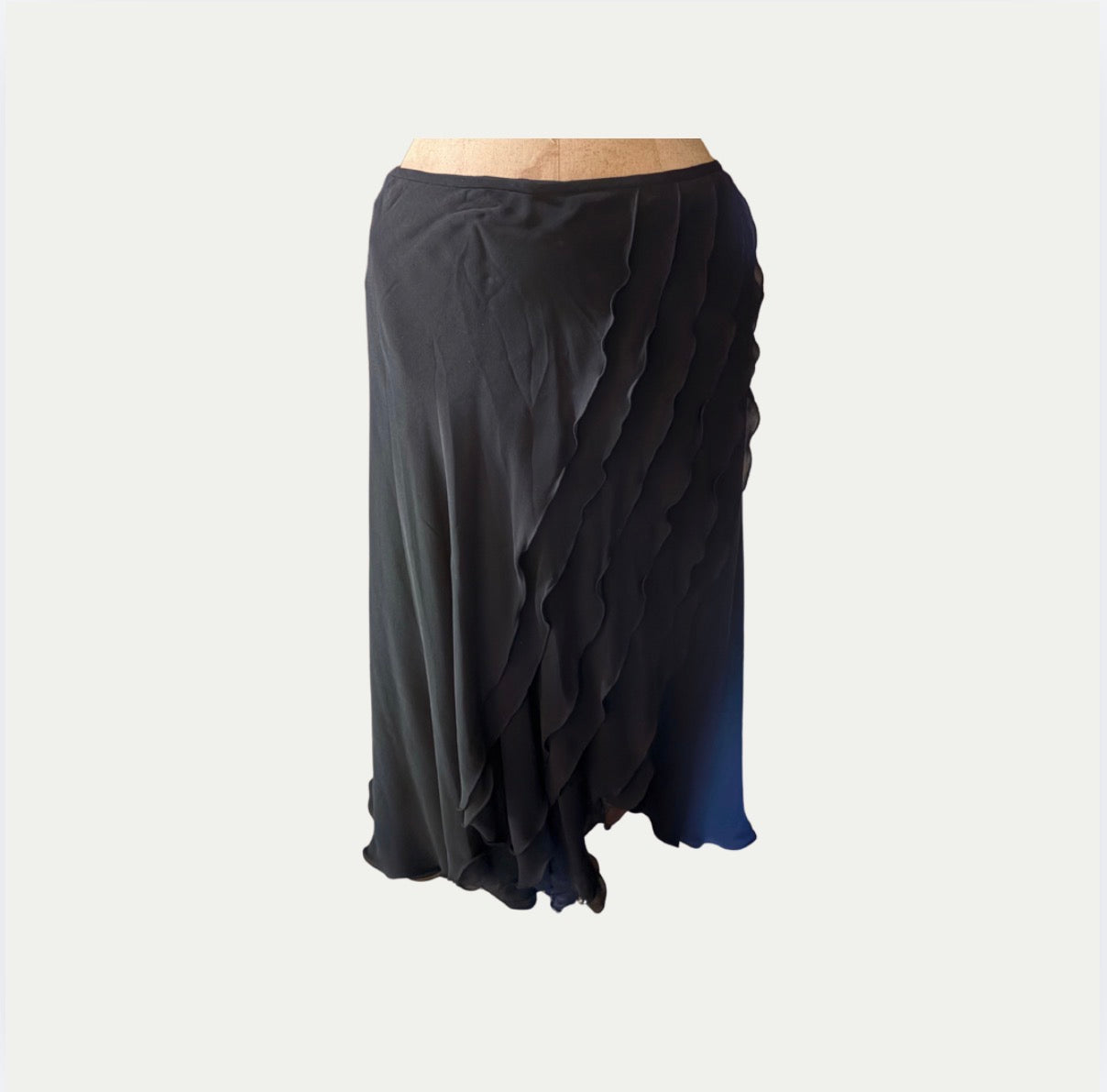 Anne Klein Black Silk Chiffon Skirt (Size S)