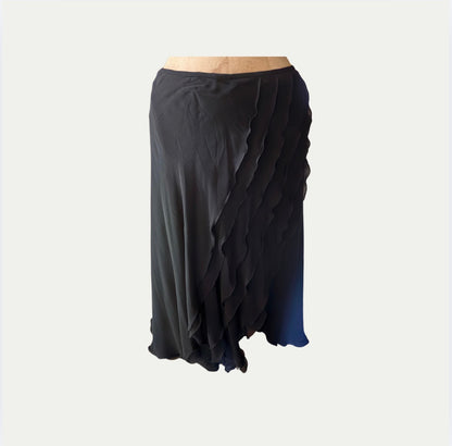 Anne Klein Black Silk Chiffon Skirt (Size S)