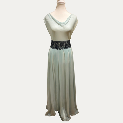 Vintage 1980s Silk Chiffon Nightgown and Robe Set (Size XS)