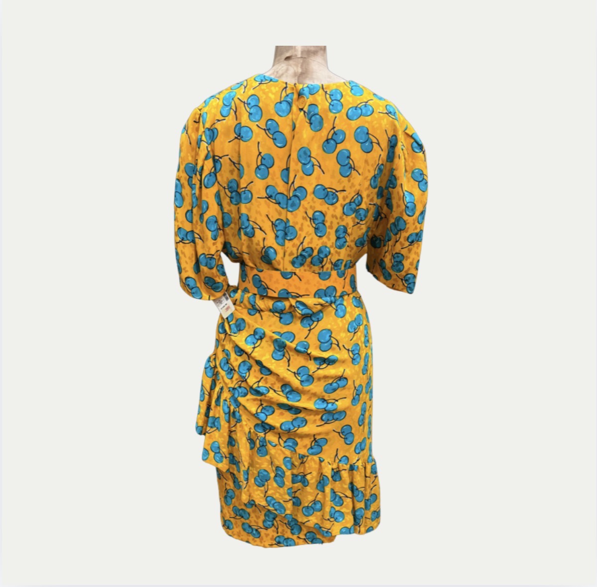 Givenchy Blue And Yellow Cherry Silk Dress (Size S)