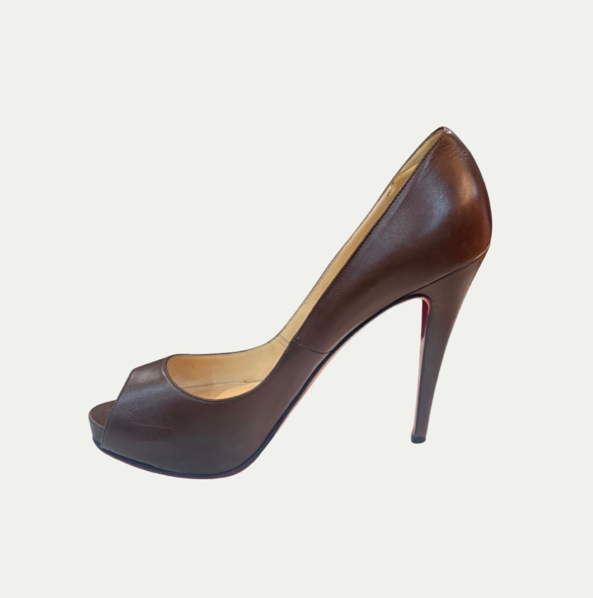 Christian Louboutin Very Prive Brown Leather Heels (Size 9)