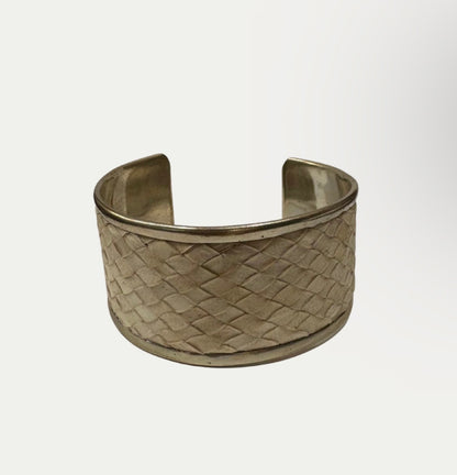 White Snakeskin And Sterling Silver Cuff Bracelet