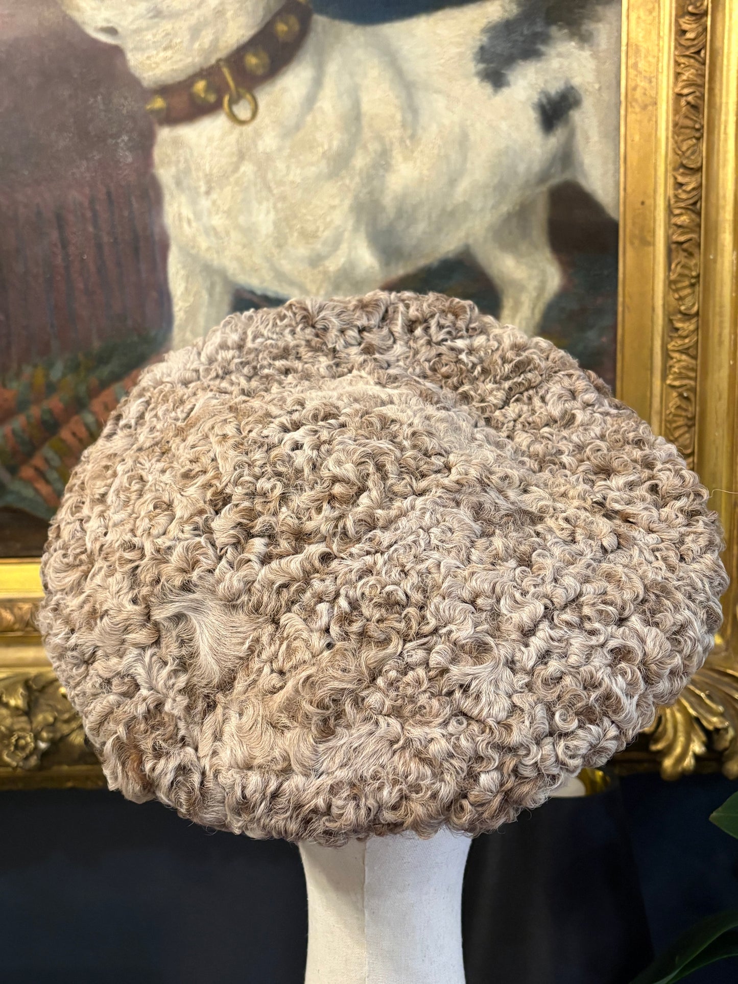 Vintage Fredrick Fox Curly Lamb Hat With Brass Detail