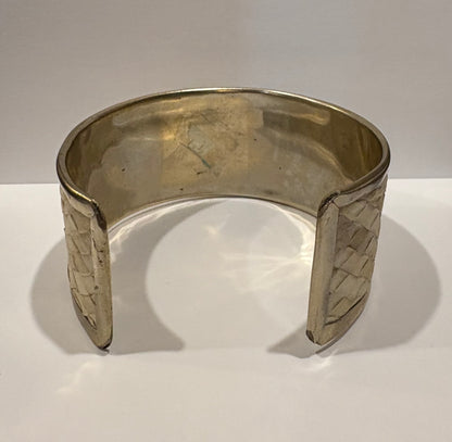 White Snakeskin And Sterling Silver Cuff Bracelet