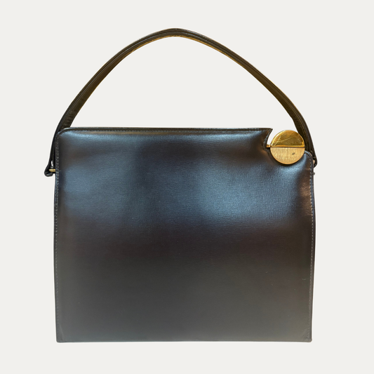 Vintage 1950s Black Leather Handbag