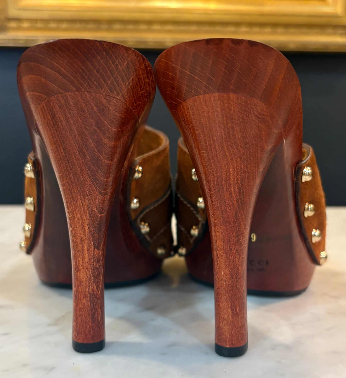 Brown Suede Gucci Bit Clogs (Size 9)