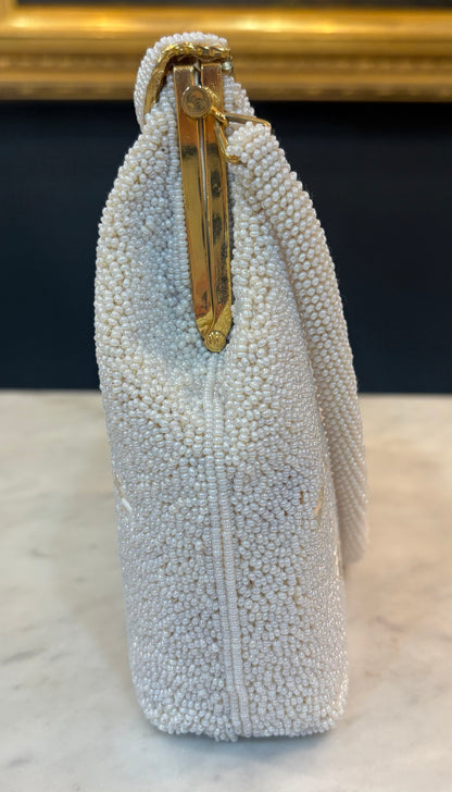Vintage White Beaded Evening Bag