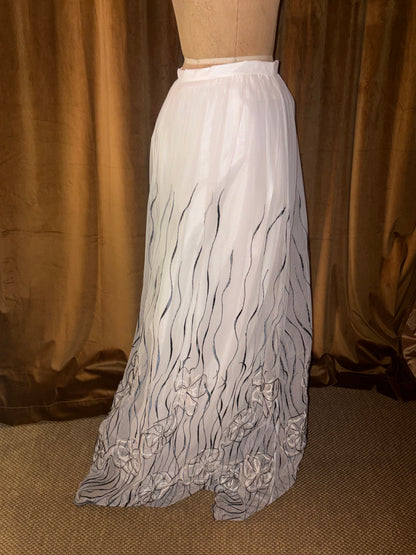 Vintage Cheta B Embroidered Tulle Maxi Skirt (Size 8)