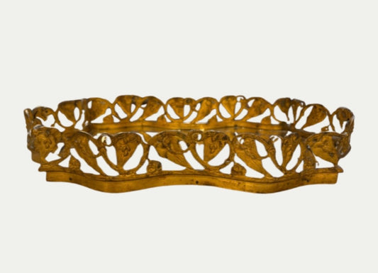Antique Gold Filigree Rococo Mirrored Dressing Tray