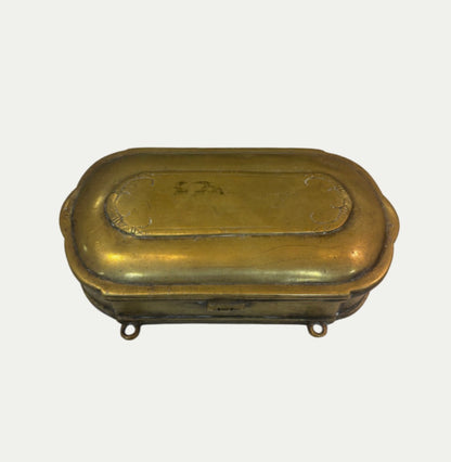 Grandeur X KADE Refillable Leather & Tobacco Scented Candle In Antique Brass Tobacco Box
