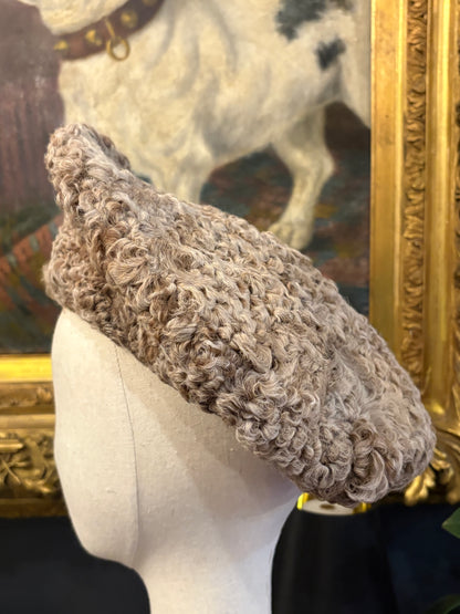 Vintage Fredrick Fox Curly Lamb Hat With Brass Detail