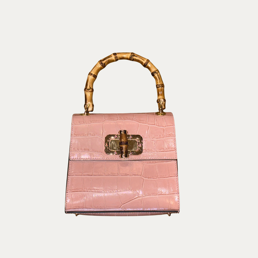Italian Crocodile Embossed Leather Handbag