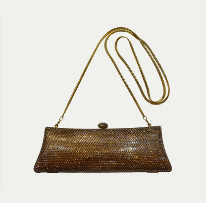 Rose Gold Evening Clutch With Chain