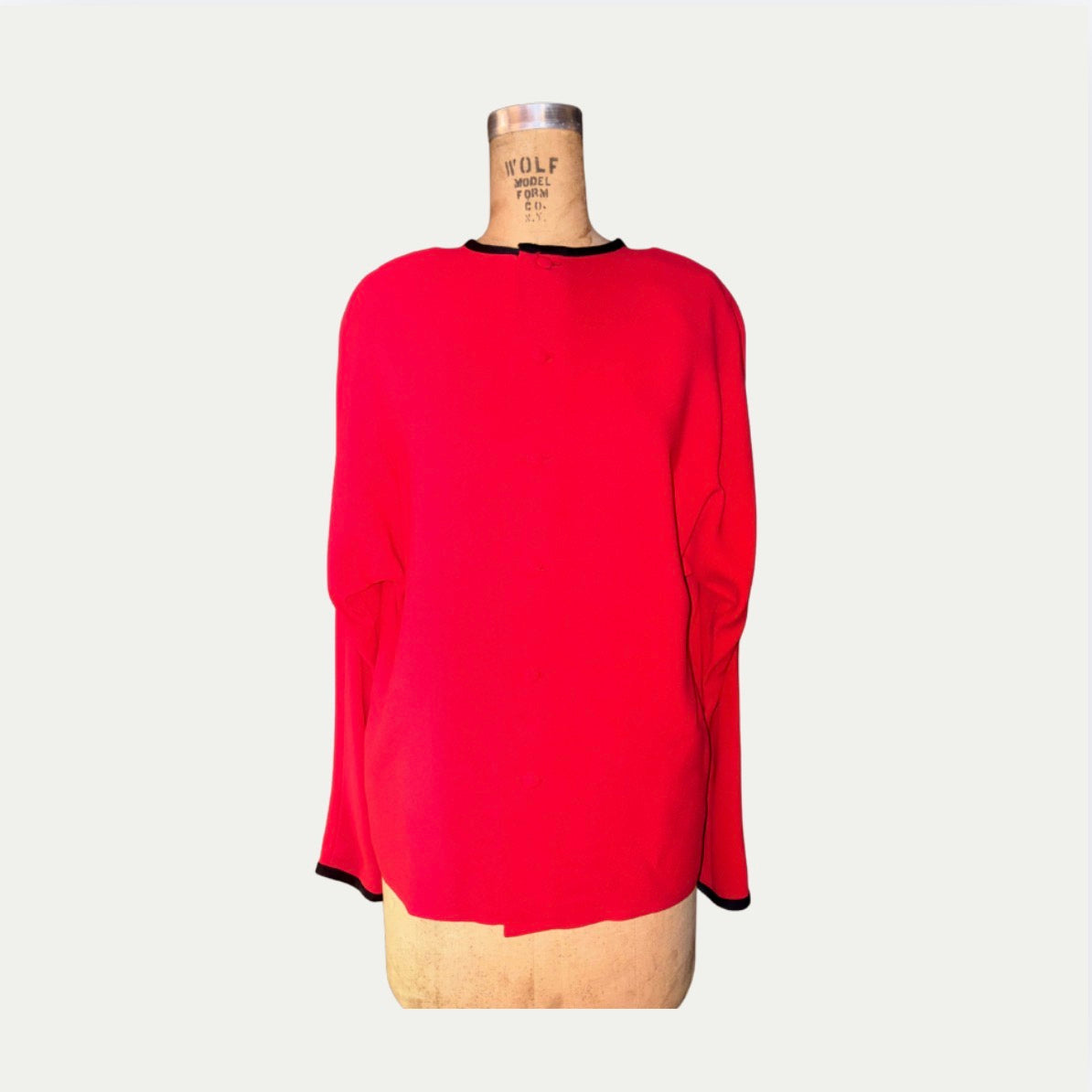 Vintage Red And Black Chiffon Blouse (Size L)