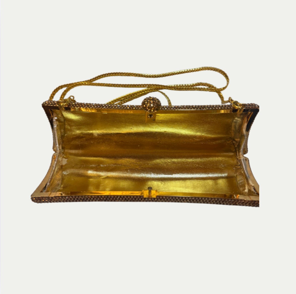 Rose Gold Evening Clutch With Chain