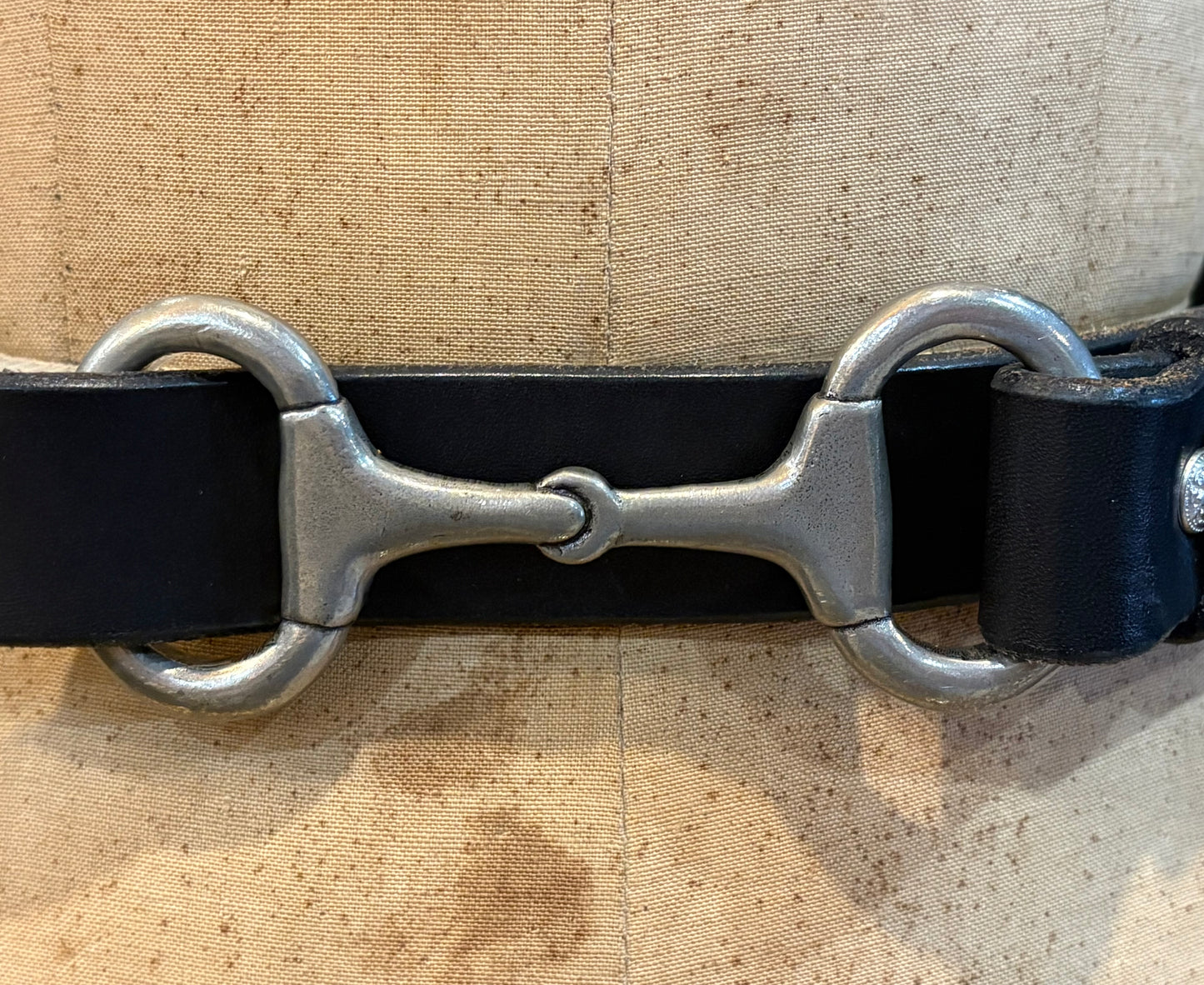 Black Leather Horse Bit Belt