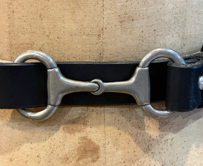 Black Leather Horse Bit Belt